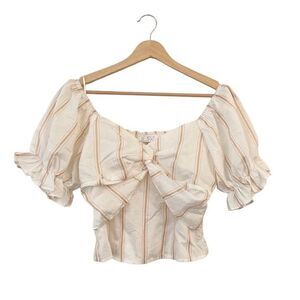 SAGE the Label Crop Puff Sleeve Smocked Blouse‎ Size Small